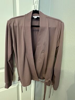 Athleta Mauve Wrap Blazer with Tie-Waist